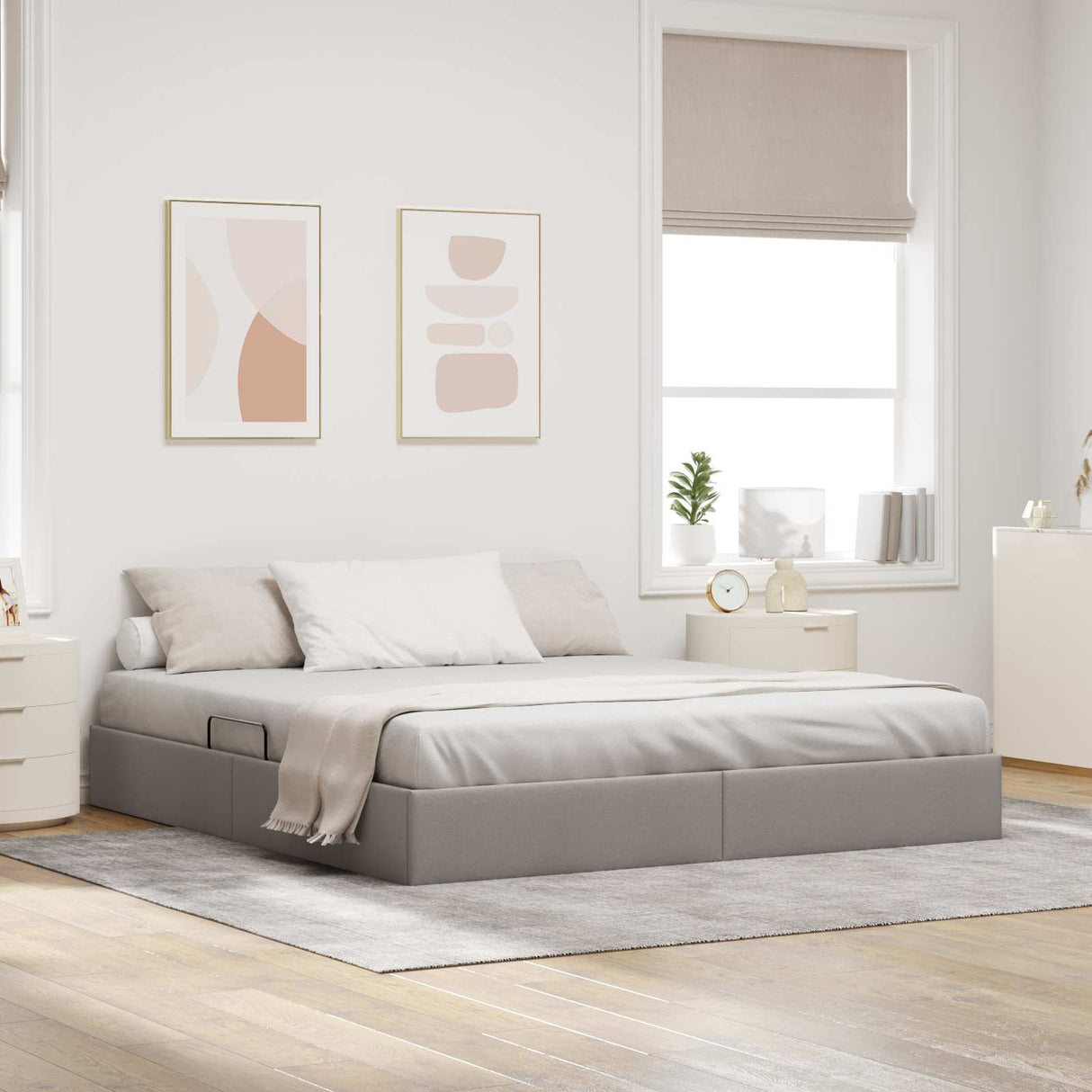 vidaXL Ottoman Bedframe met opslag Lichtgrijs 90 x 190 cm Stof