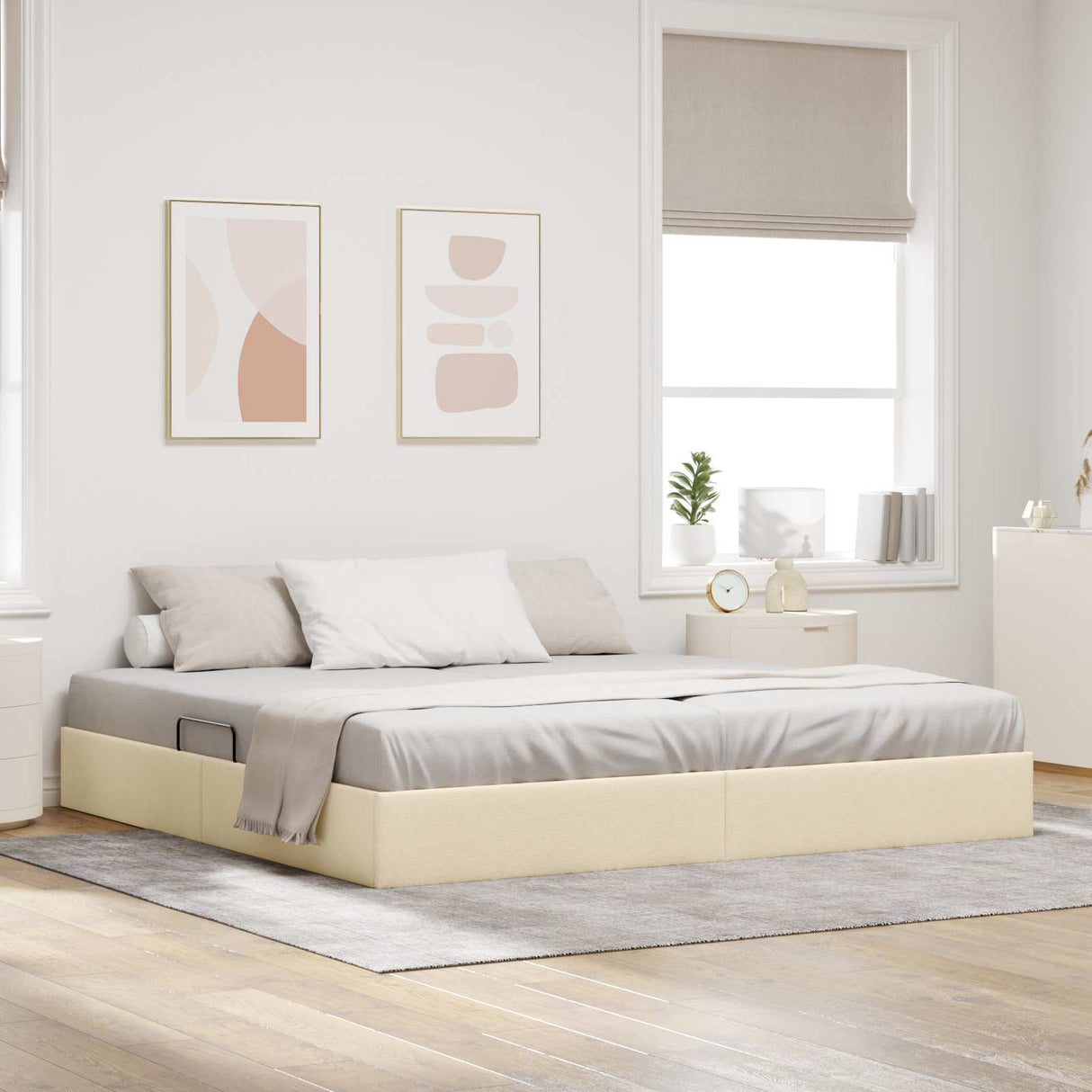 vidaXL Ottoman Bedframe met opslag Lichtgrijs 90 x 190 cm Stof