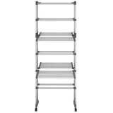 vidaXL Droogrek 3-laags met wieltjes 60x70x129 cm zilverkleurig