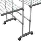 vidaXL Droogrek 3-laags met wieltjes 60x70x129 cm zilverkleurig