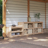 vidaXL Buitenkeukenkast met plank MEPPEL 3 pcs Natuurlijk Douglas