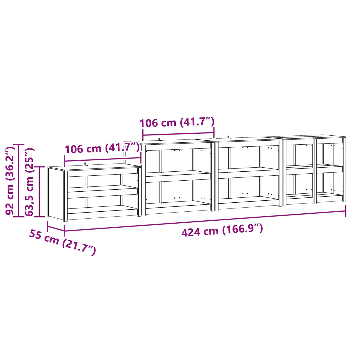 vidaXL Outdoor Kitchen Cabinet MEPPEL 4 pcs Natural Douglas