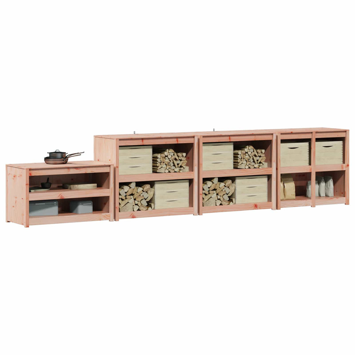 vidaXL Outdoor Kitchen Cabinet MEPPEL 4 pcs Natural Douglas