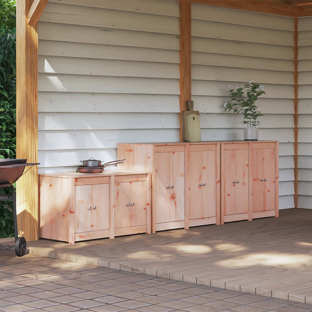 vidaXL Outdoor Kitchen Cabinet MEPPEL 3 pcs Natural Douglas
