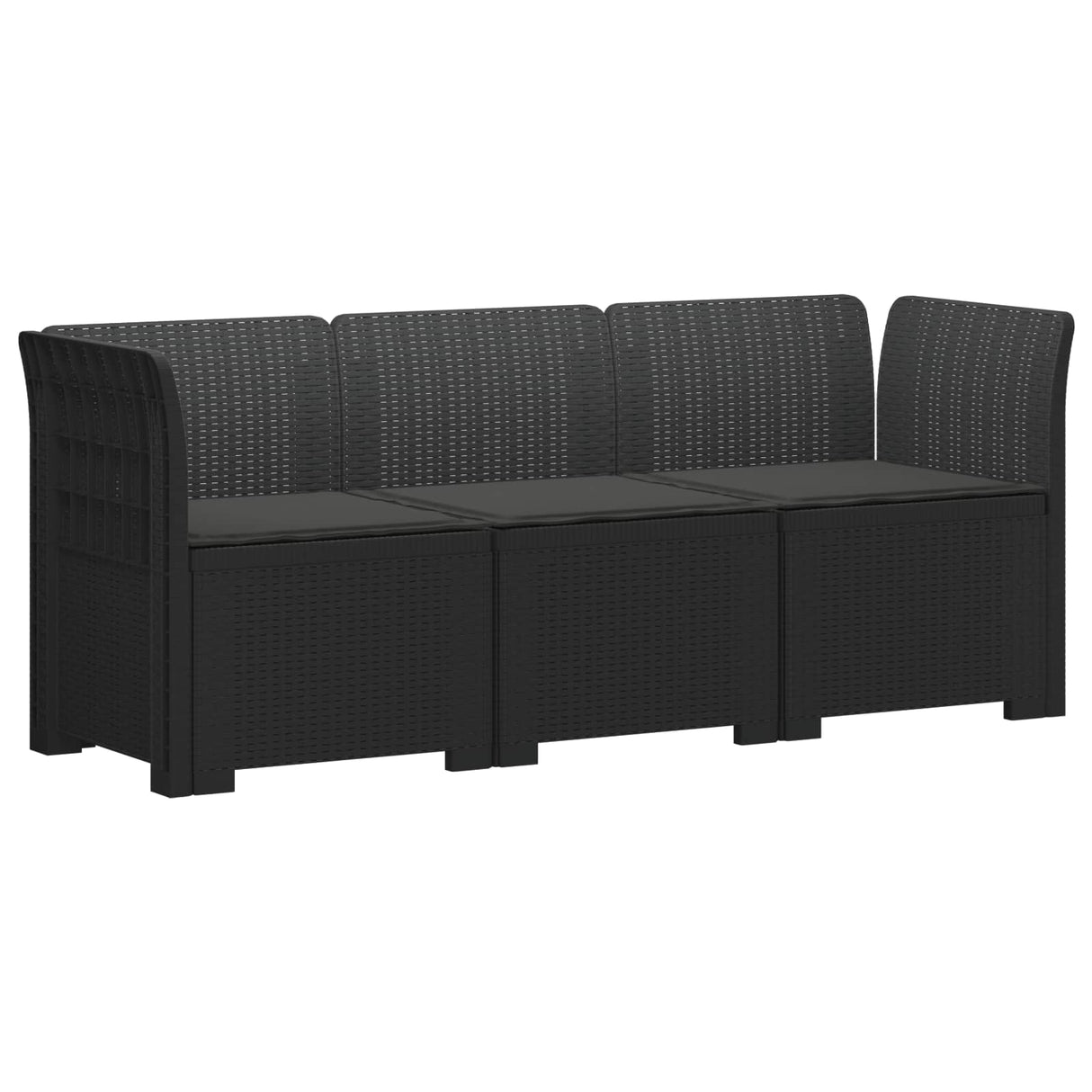 vidaXL 3-Zits Tuinbank Rattan Look PP Antraciet