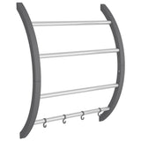 vidaXL Handdoekenrek met haken 56x16x72 cm aluminium zilverkleurig