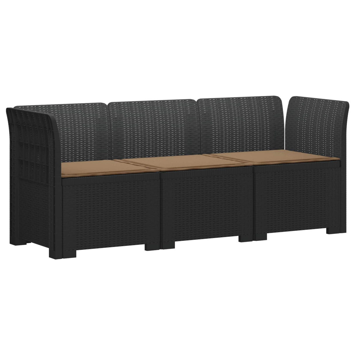 vidaXL 3-Zits Tuinbank Rattan Look PP Antraciet