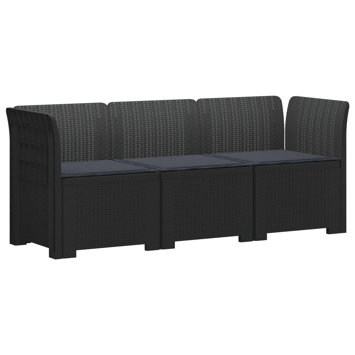 vidaXL 3-Zits Tuinbank Rattan Look PP Antraciet