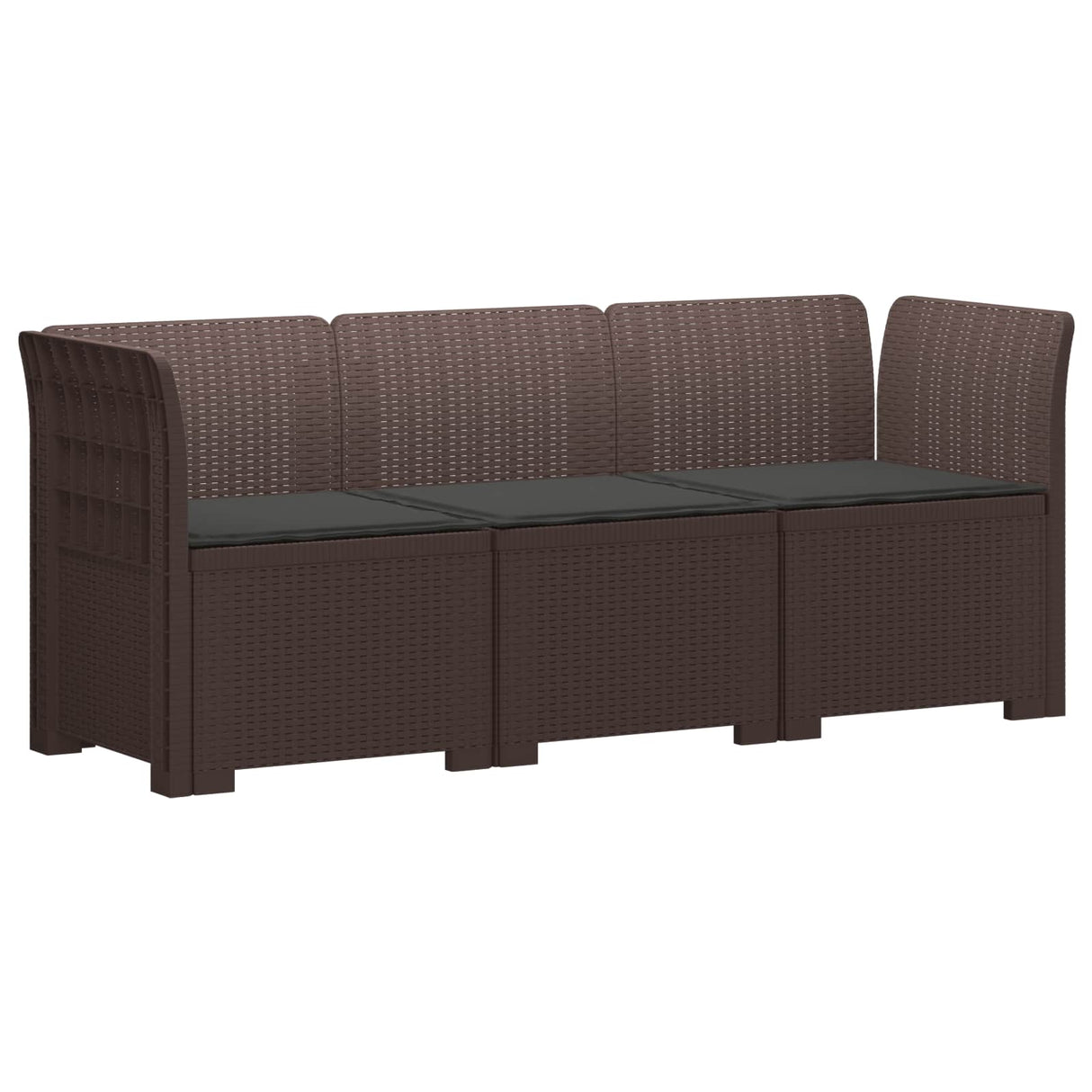 vidaXL 3-Zits Tuinbank Rattan Look PP Antraciet