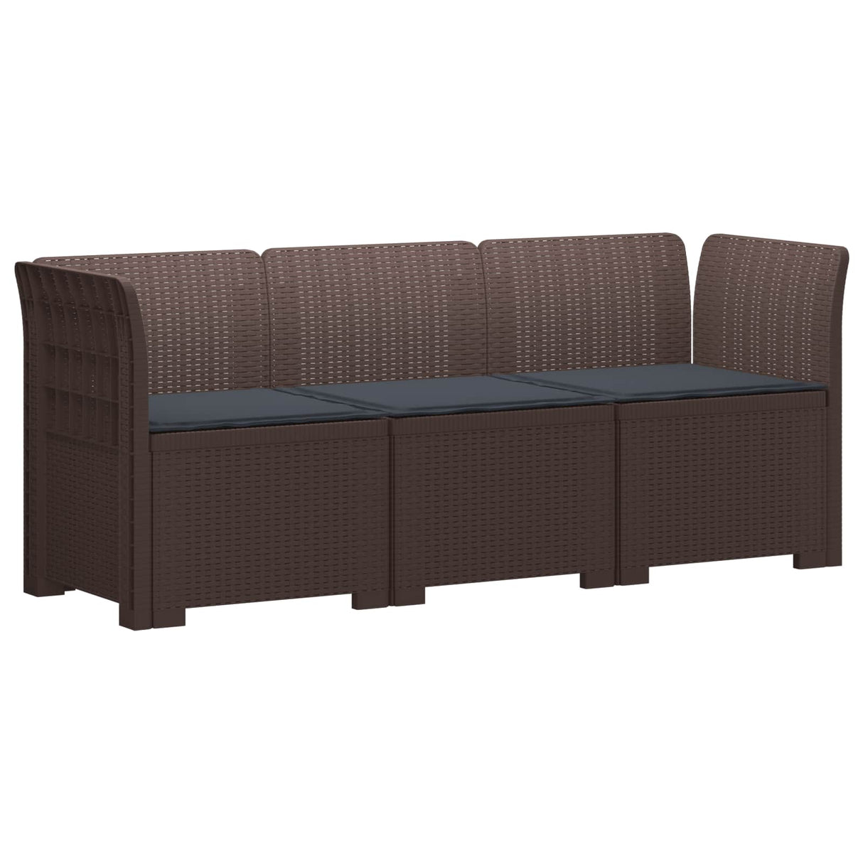 vidaXL 3-Zits Tuinbank Rattan Look PP Antraciet