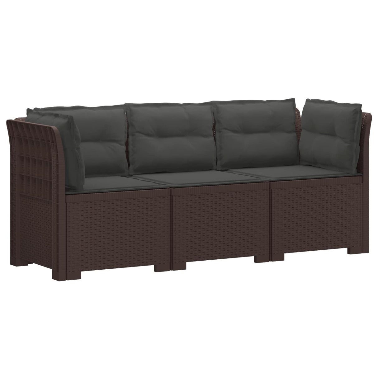 vidaXL 3-Zits Tuinbank Rattan Look PP Antraciet