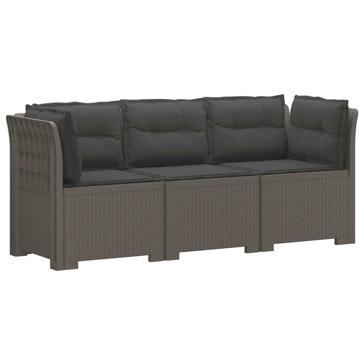 vidaXL 3-Zits Tuinbank Rattan Look PP Antraciet
