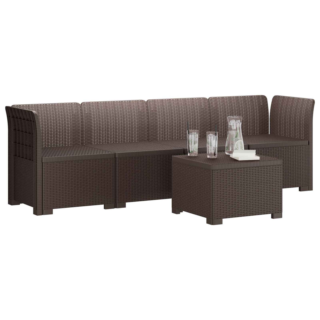 vidaXL 4-Zits Tuin Sofa Rieten Look PP Antraciet