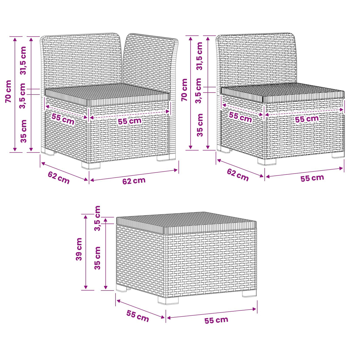 vidaXL 4-Zits Tuin Sofa Rieten Look PP Antraciet