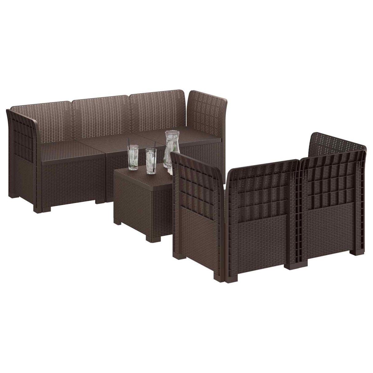 vidaXL 5-Zits Tuinbank Rattanlook PP Antraciet