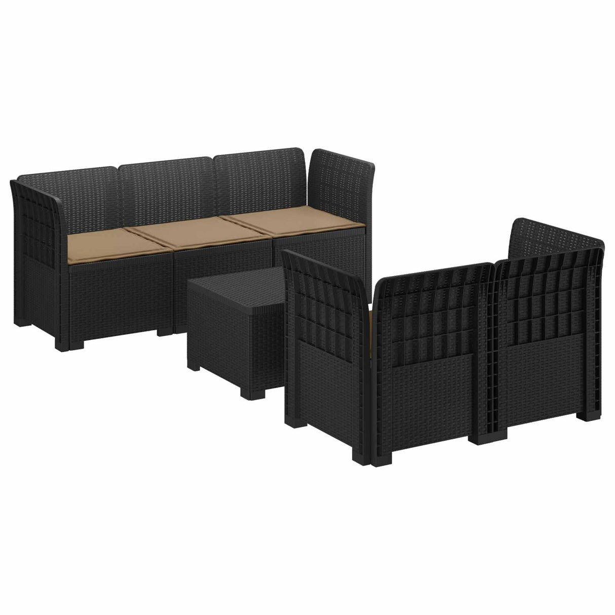 vidaXL 5-Zits Tuinbank Rattanlook PP Antraciet