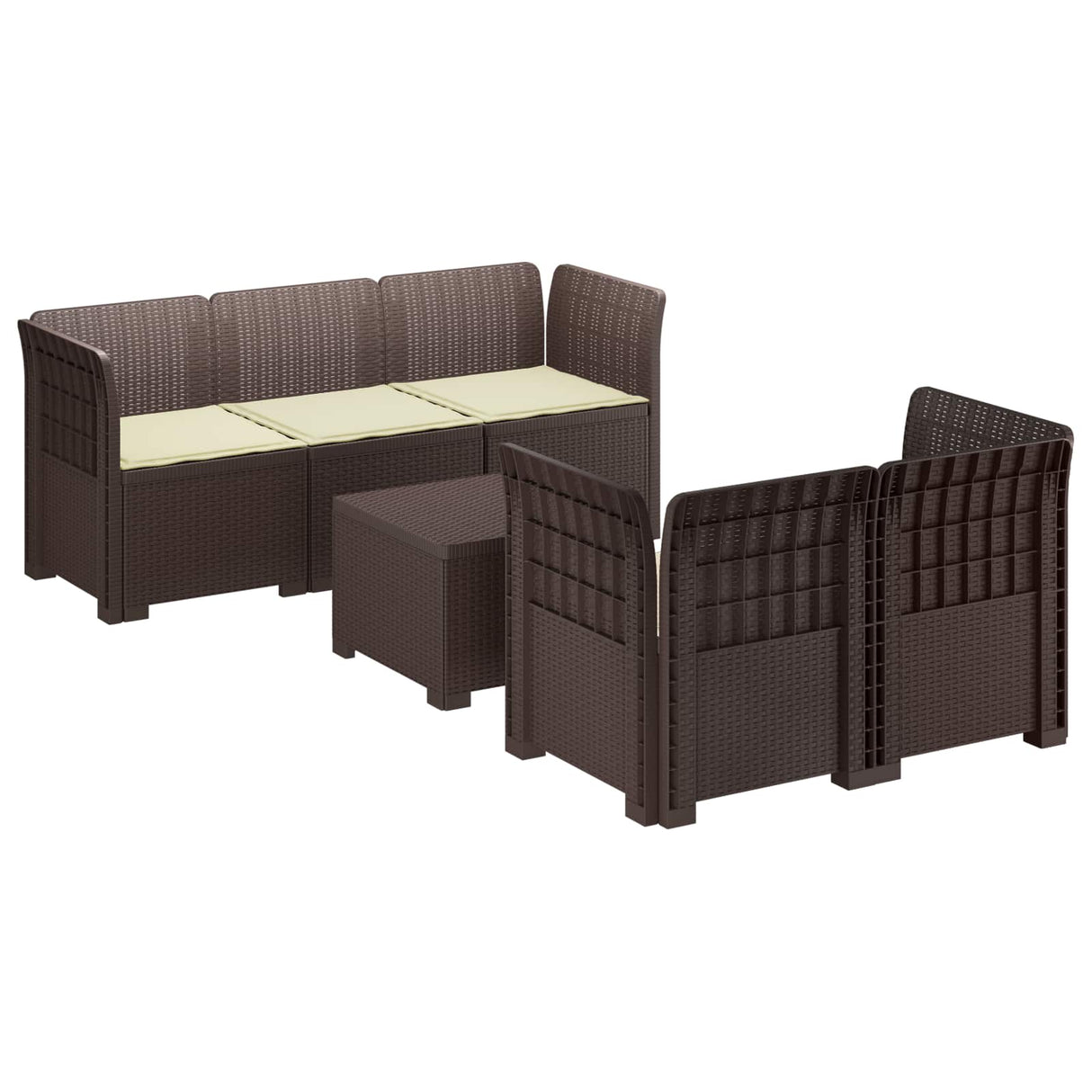 vidaXL 5-Zits Tuinbank Rattanlook PP Antraciet