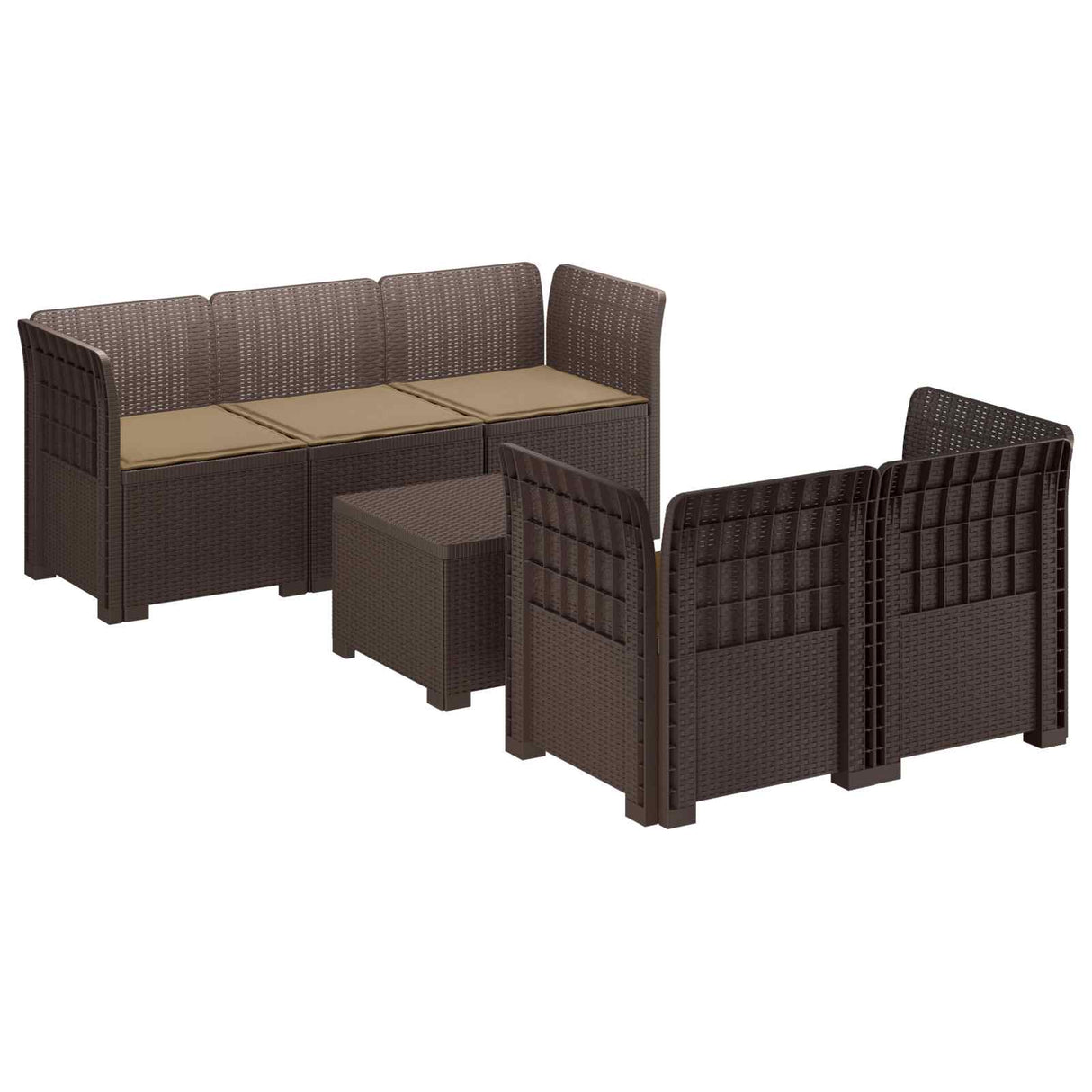 vidaXL 5-Zits Tuinbank Rattanlook PP Antraciet