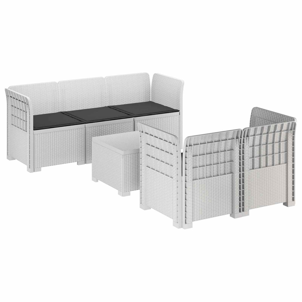 vidaXL 5-Zits Tuinbank Rattanlook PP Antraciet