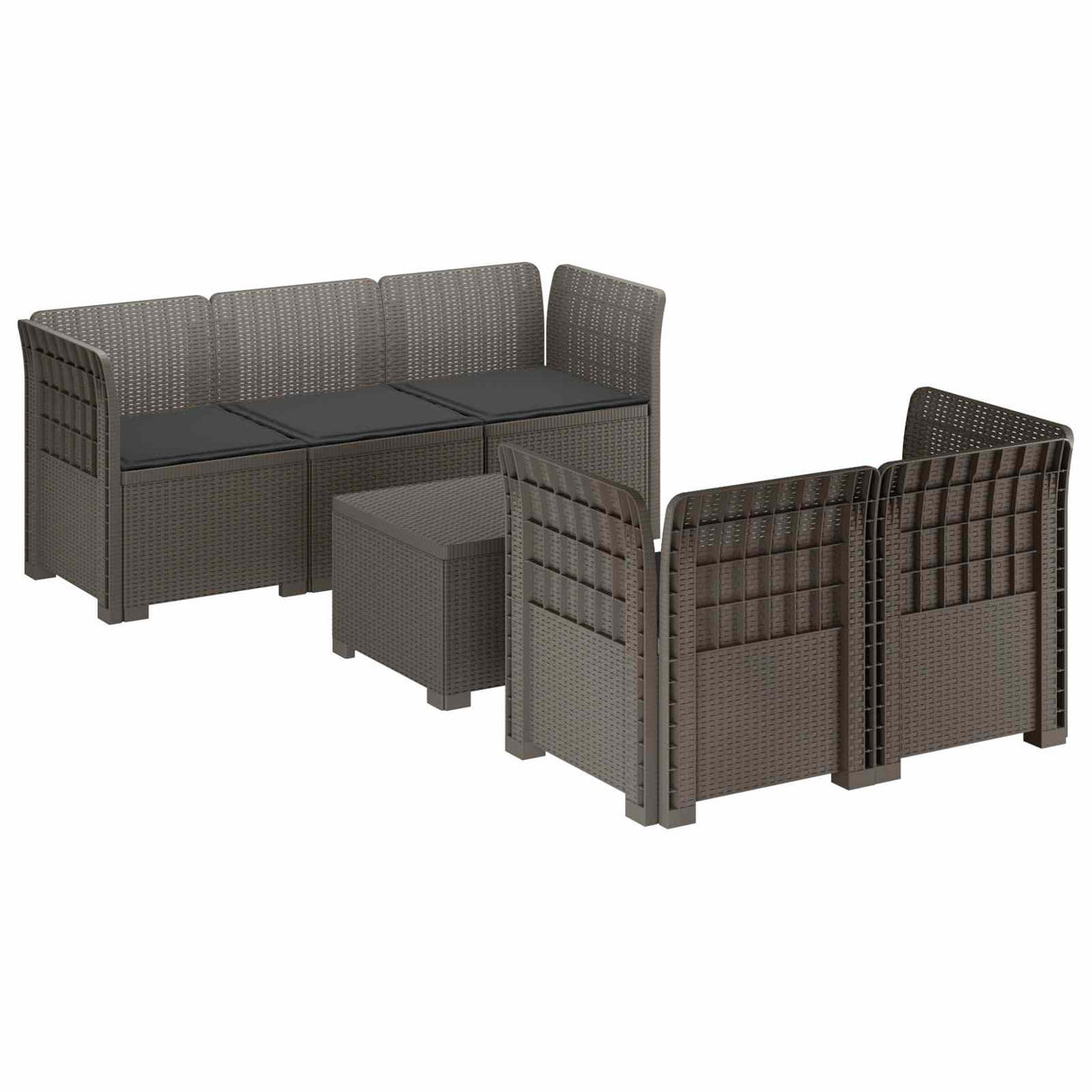 vidaXL 5-Zits Tuinbank Rattanlook PP Antraciet