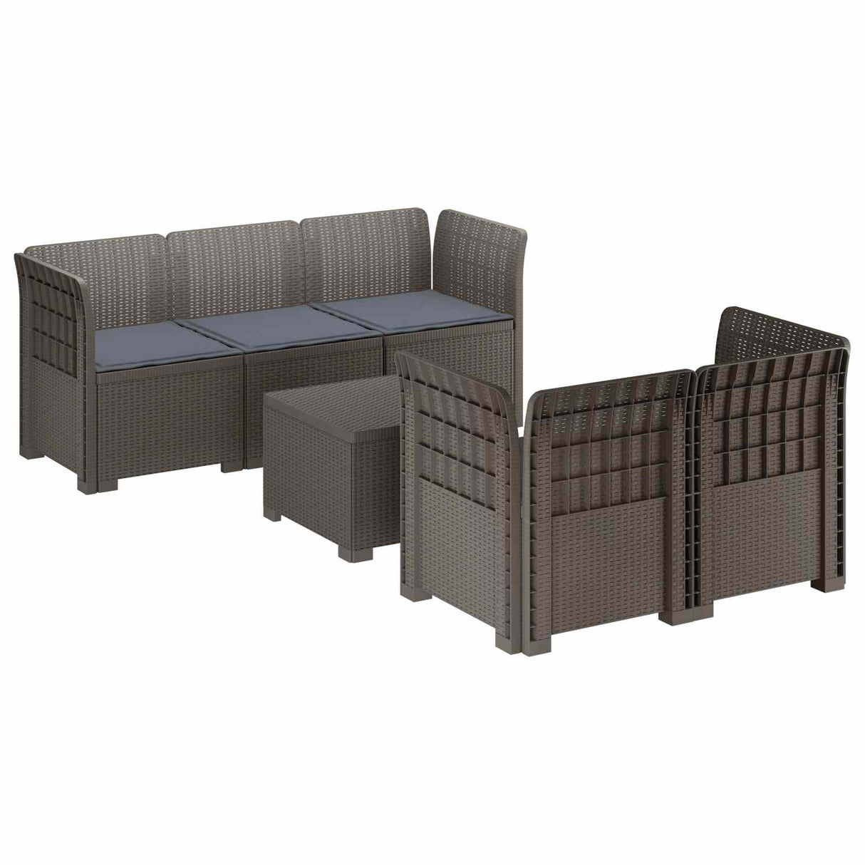 vidaXL 5-Zits Tuinbank Rattanlook PP Antraciet