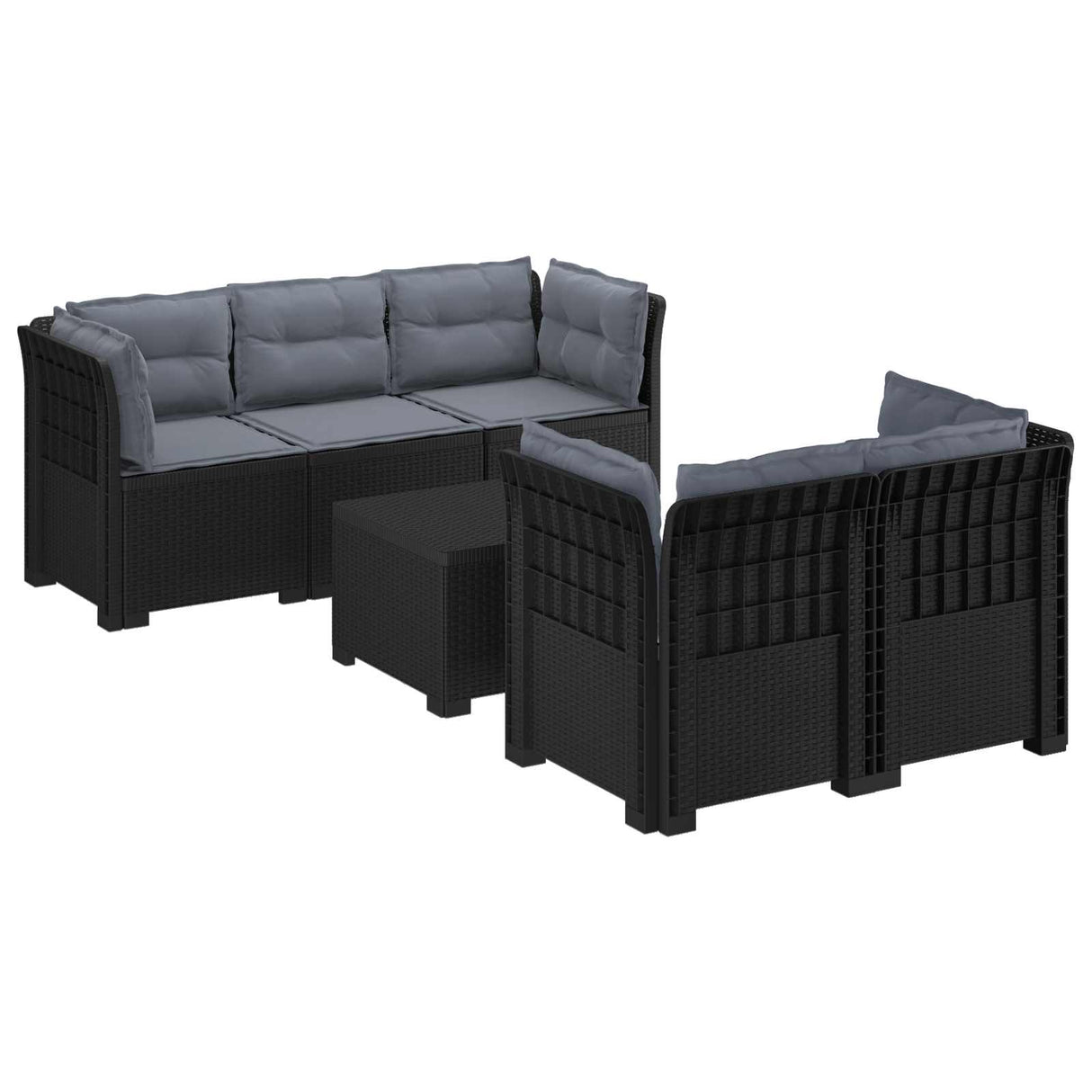 vidaXL 5-Zits Tuinbank Rattanlook PP Antraciet