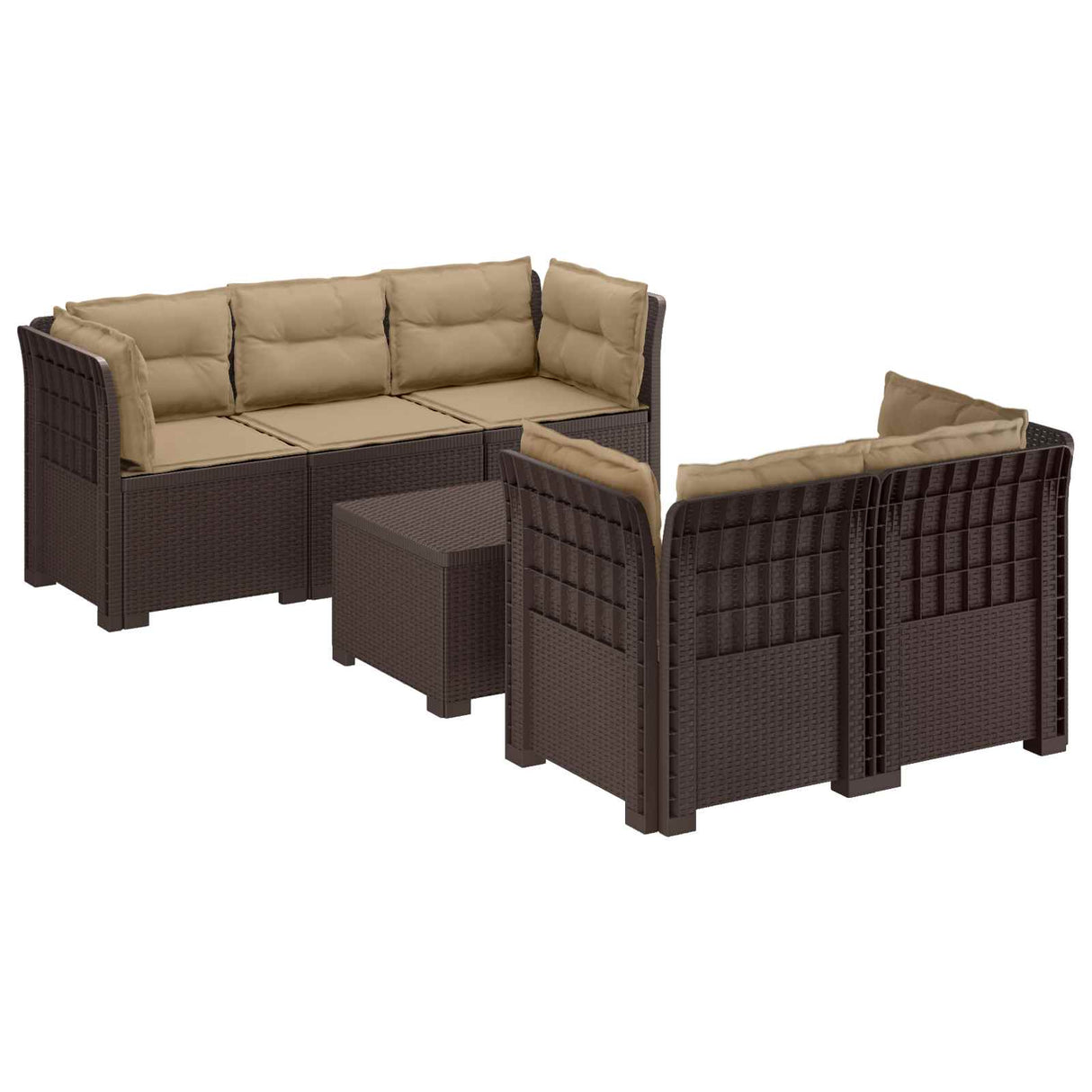 vidaXL 5-Zits Tuinbank Rattanlook PP Antraciet