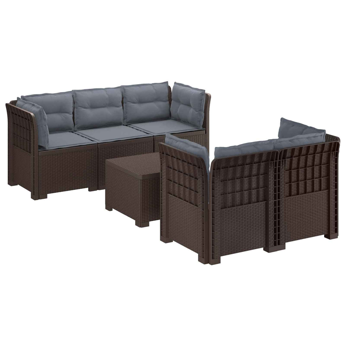 vidaXL 5-Zits Tuinbank Rattanlook PP Antraciet