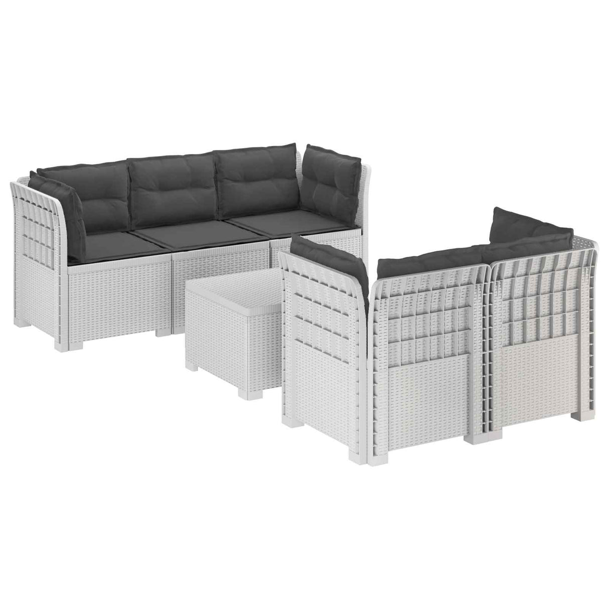 vidaXL 5-Zits Tuinbank Rattanlook PP Antraciet