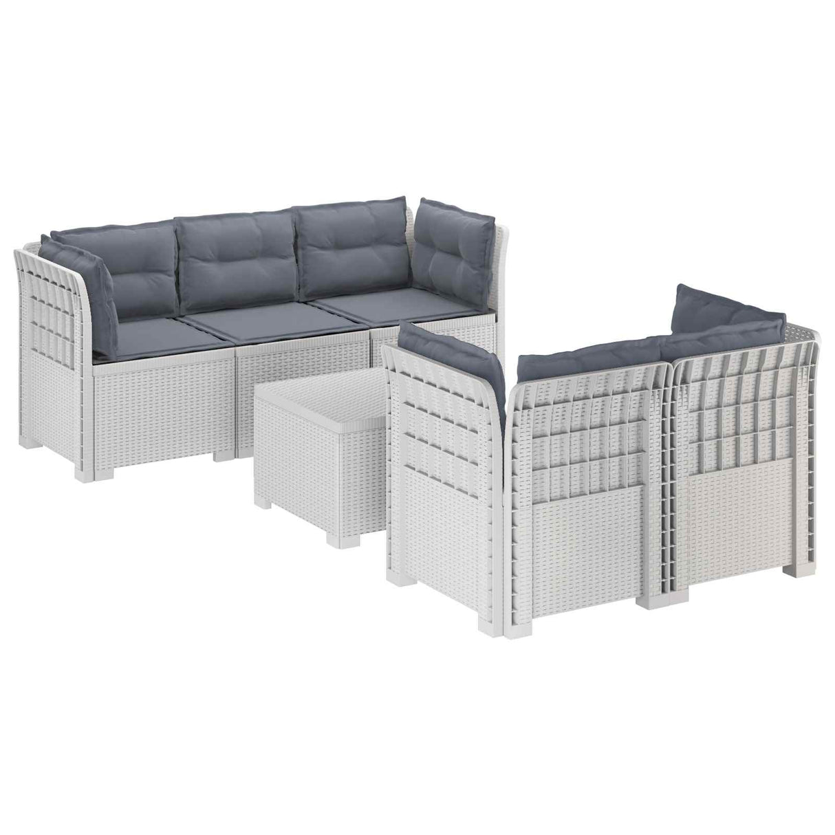 vidaXL 5-Zits Tuinbank Rattanlook PP Antraciet