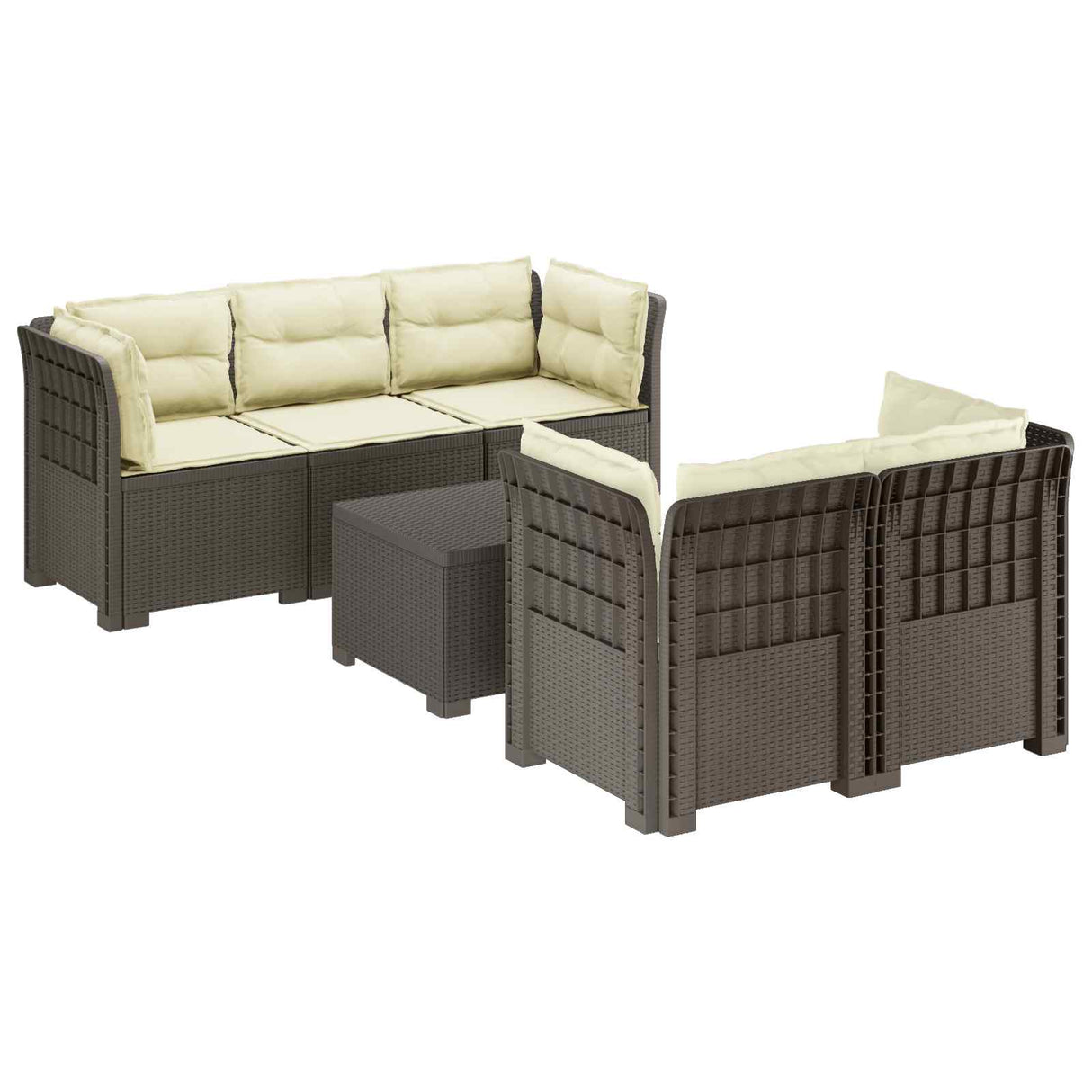 vidaXL 5-Zits Tuinbank Rattanlook PP Antraciet