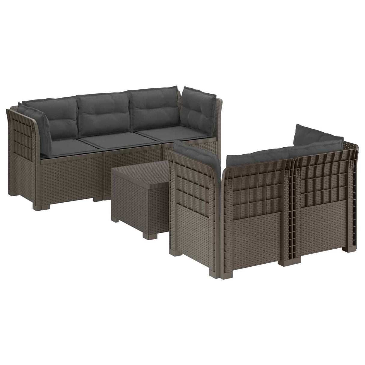 vidaXL 5-Zits Tuinbank Rattanlook PP Antraciet