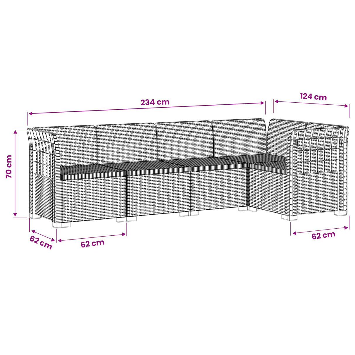 vidaXL 5-Zits Tuinbank Rattanlook PP Antraciet