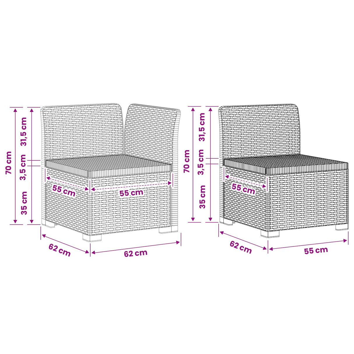 vidaXL 5-Zits Tuinbank Rattanlook PP Antraciet