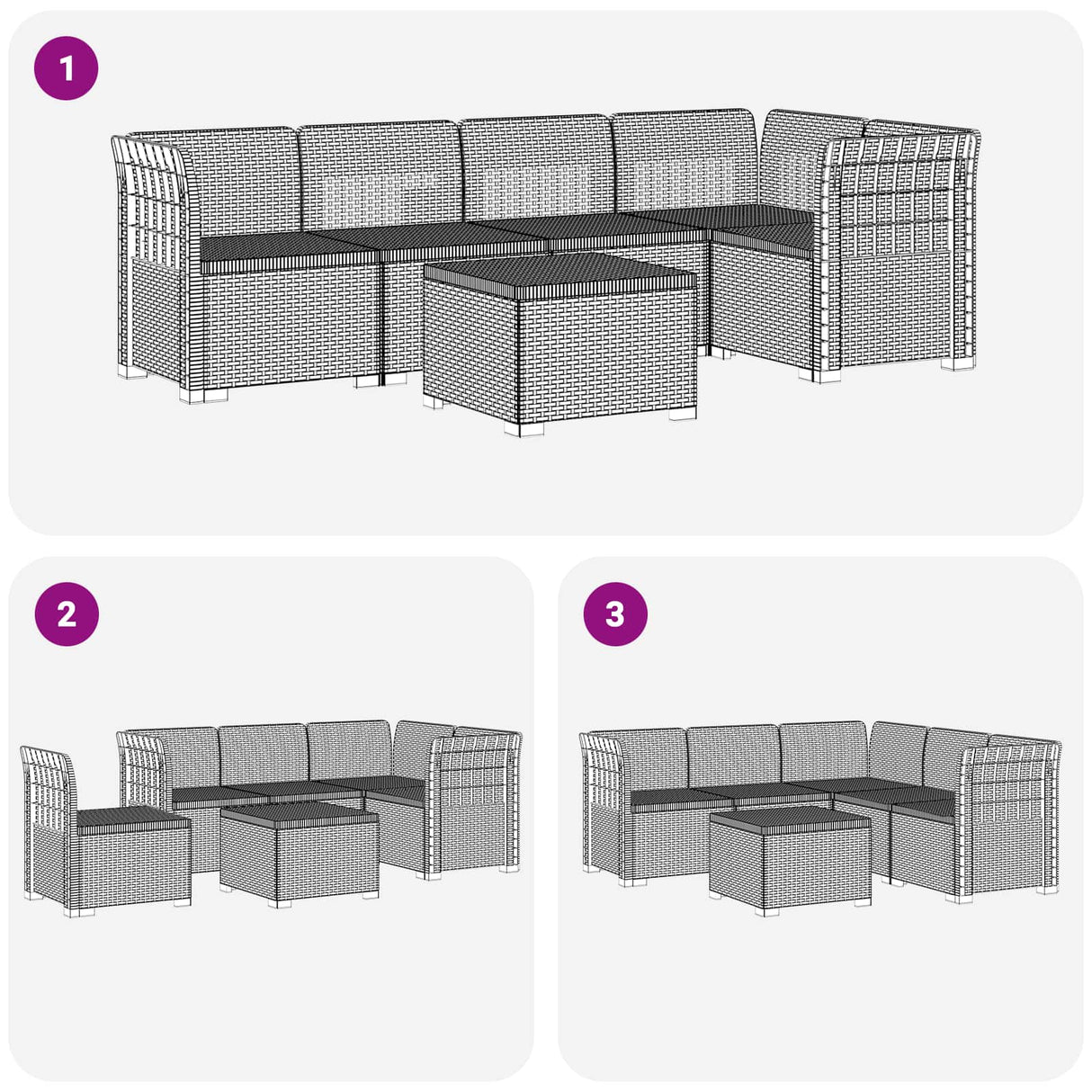 vidaXL 5-Zits Tuinbank Rattanlook PP Antraciet