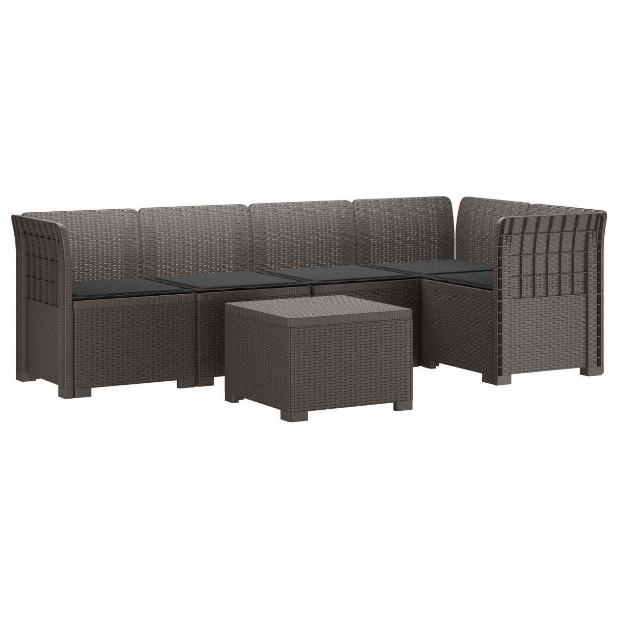 vidaXL 5-Zits Tuinbank Rattanlook PP Antraciet