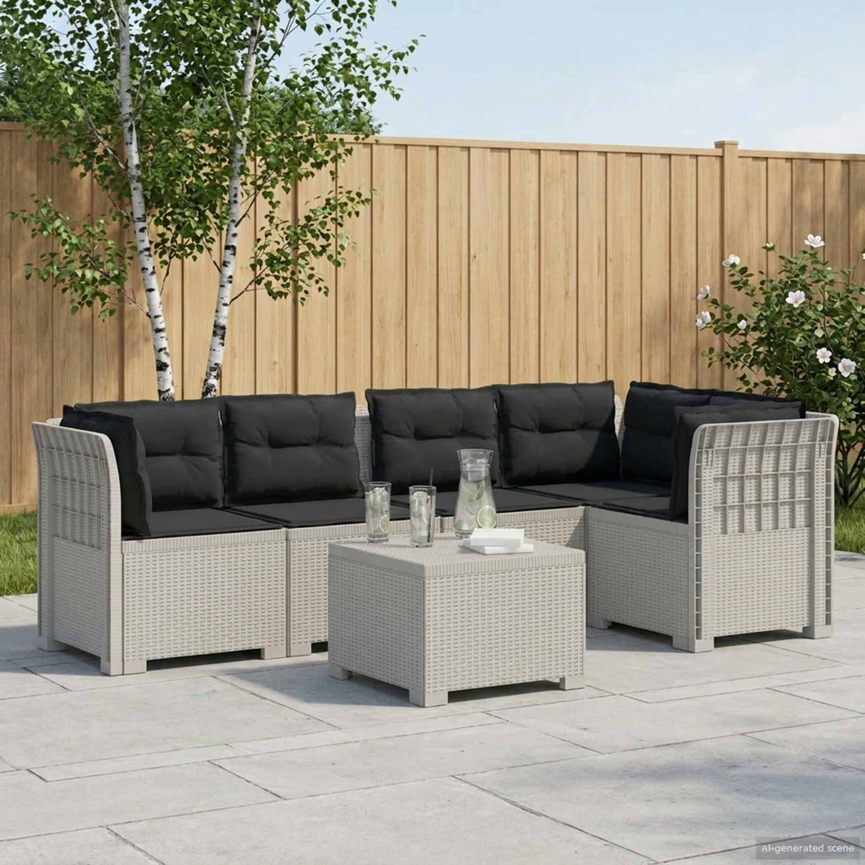 vidaXL 5-Zits Tuinbank Rattanlook PP Antraciet