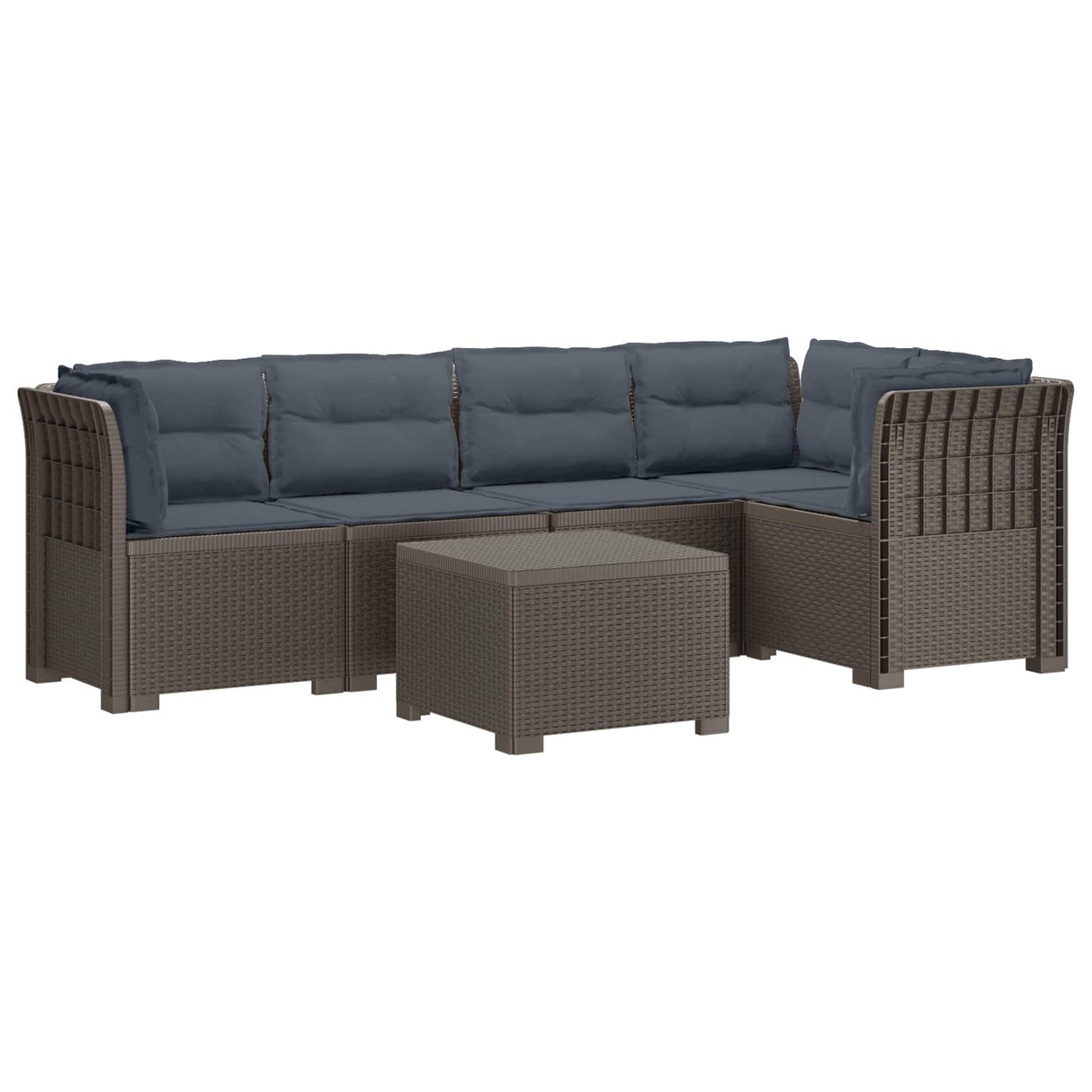 vidaXL 5-Zits Tuinbank Rattanlook PP Antraciet