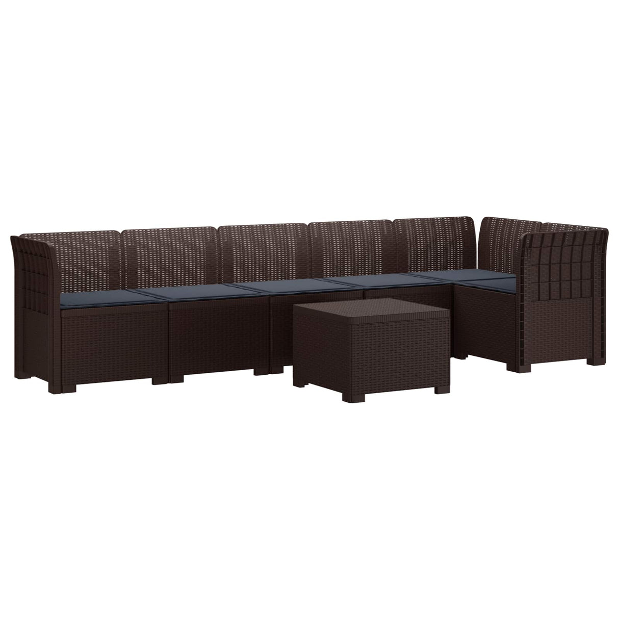 vidaXL 6-Zits Tuinbank Rattan uitstraling PP Antraciet