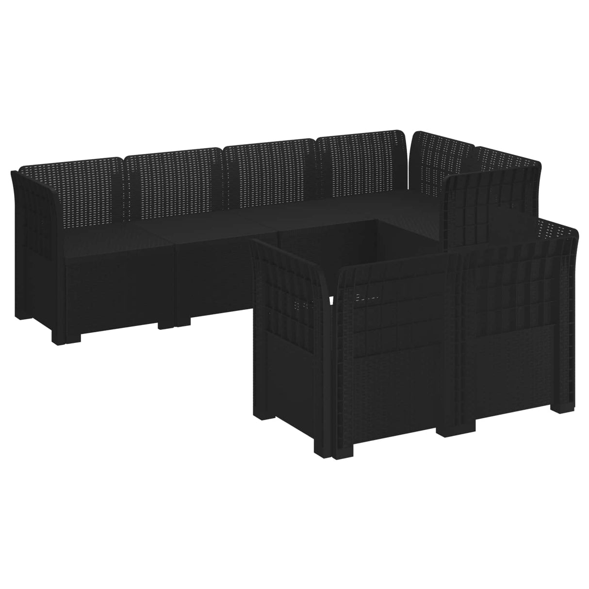 vidaXL 7-Zits Tuinbank Rattan Look PP Antraciet