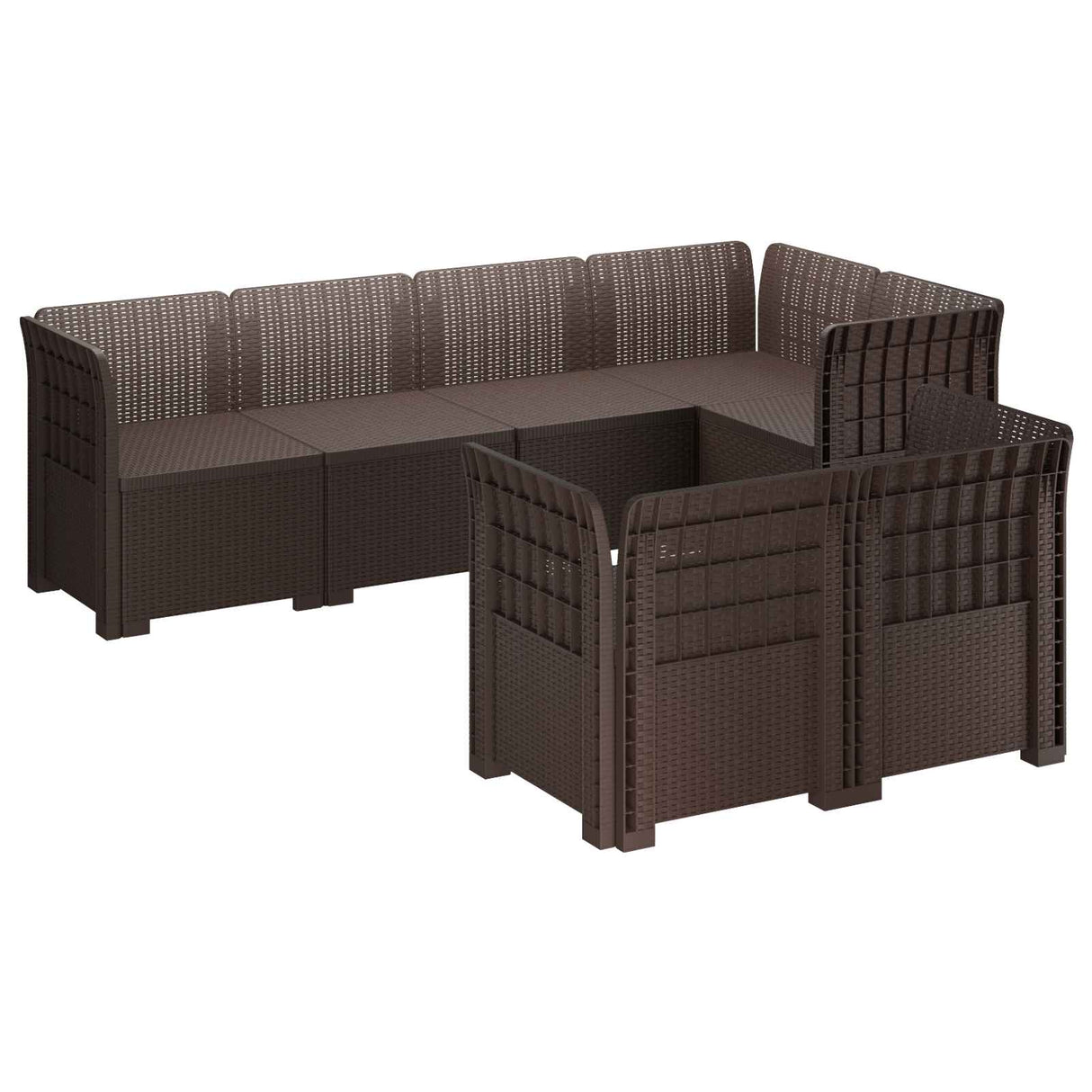 vidaXL 7-Zits Tuinbank Rattan Look PP Antraciet