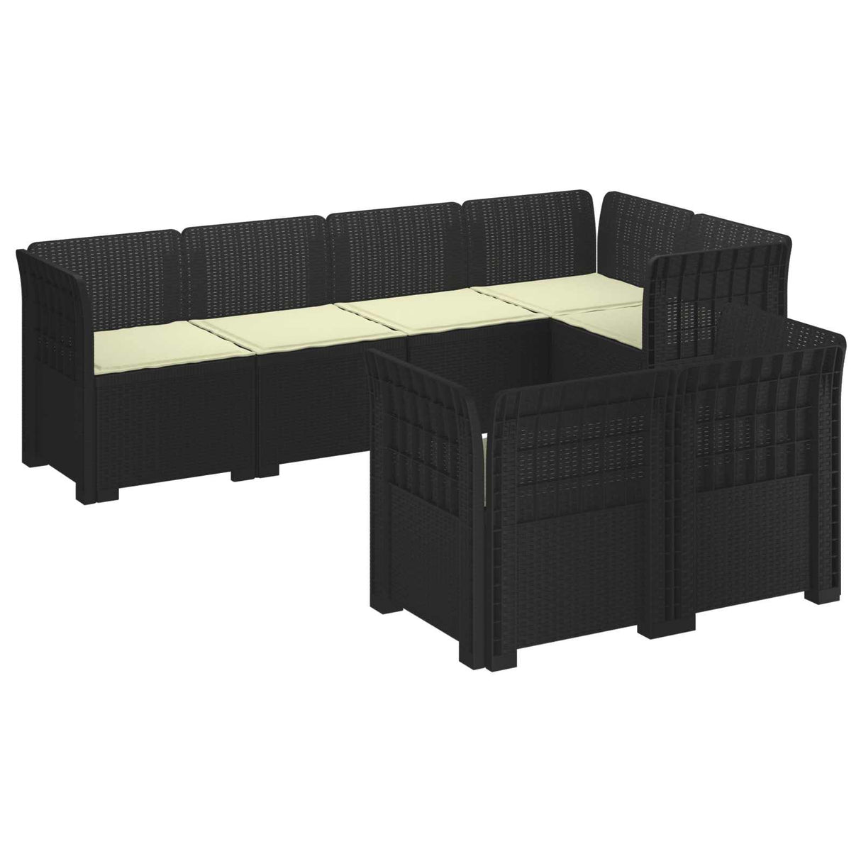 vidaXL 7-Zits Tuinbank Rattan Look PP Antraciet
