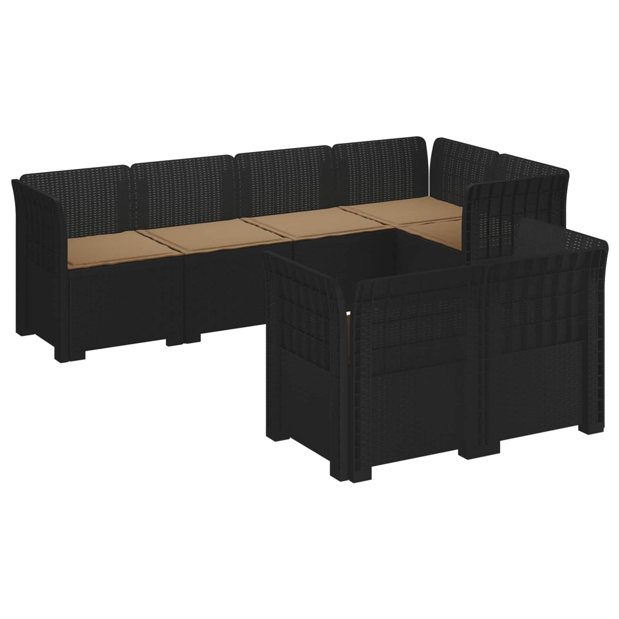 vidaXL 7-Zits Tuinbank Rattan Look PP Antraciet