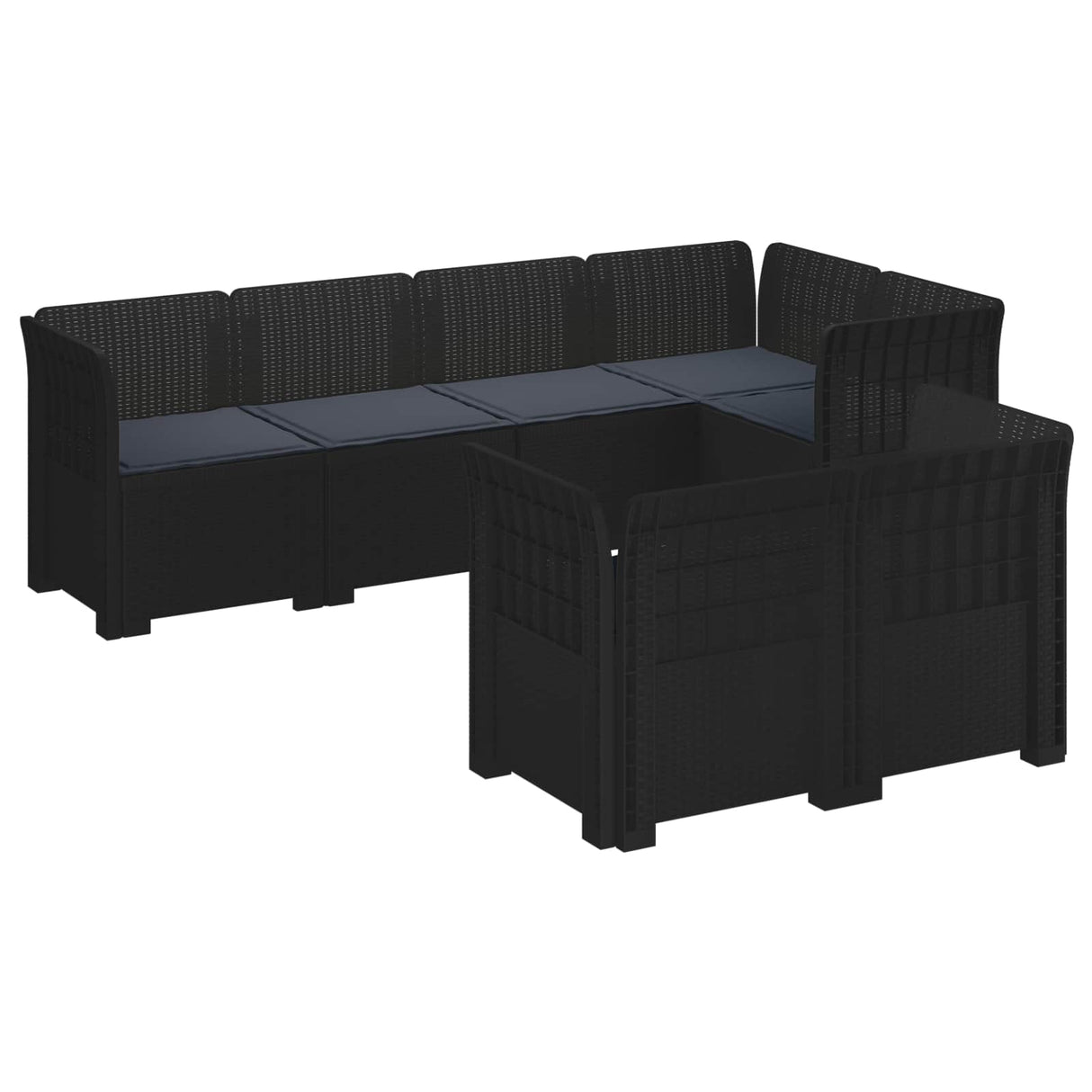 vidaXL 7-Zits Tuinbank Rattan Look PP Antraciet