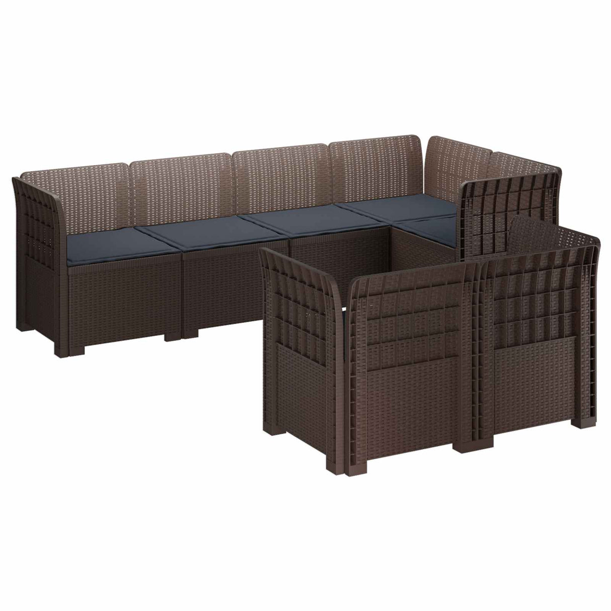 vidaXL 7-Zits Tuinbank Rattan Look PP Antraciet