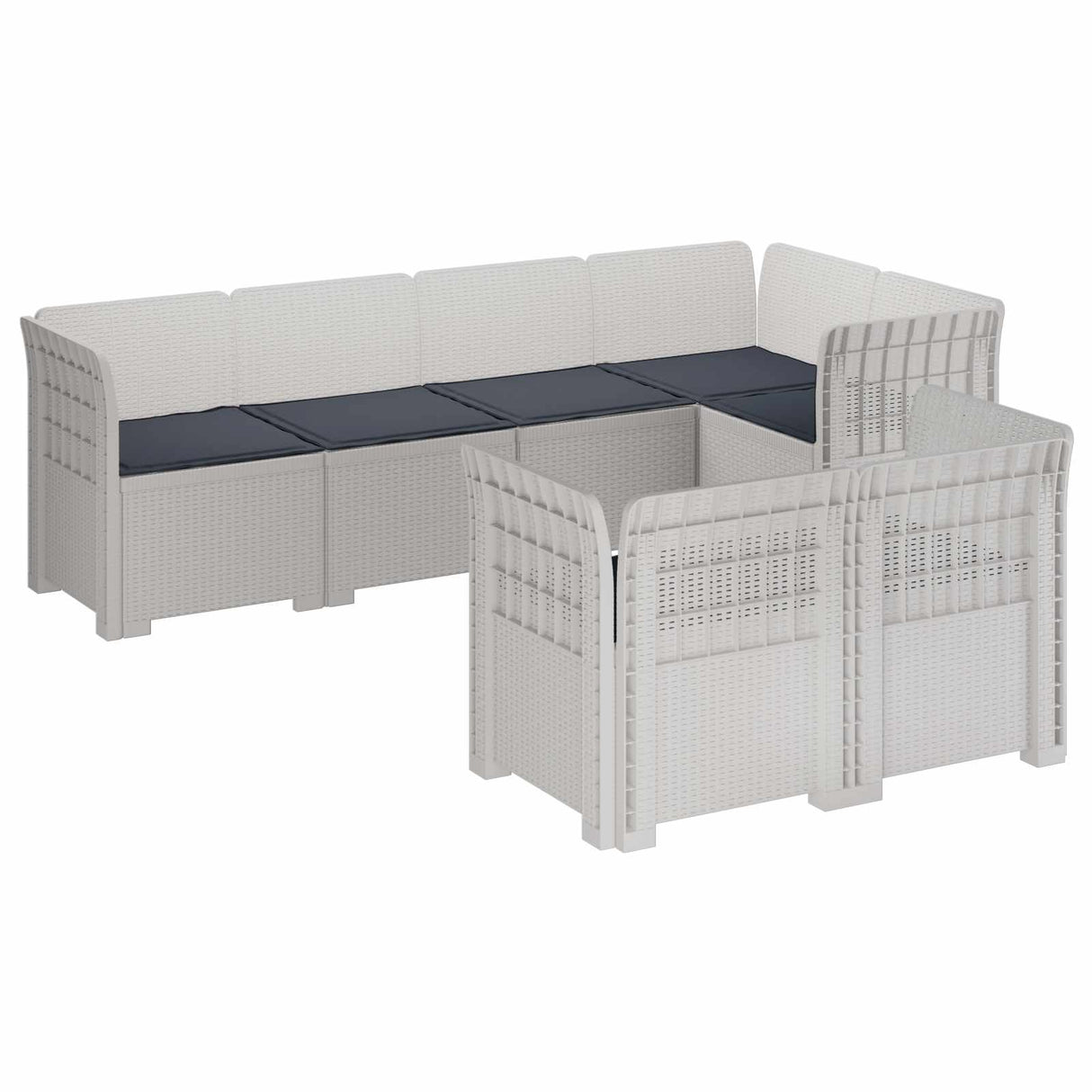vidaXL 7-Zits Tuinbank Rattan Look PP Antraciet
