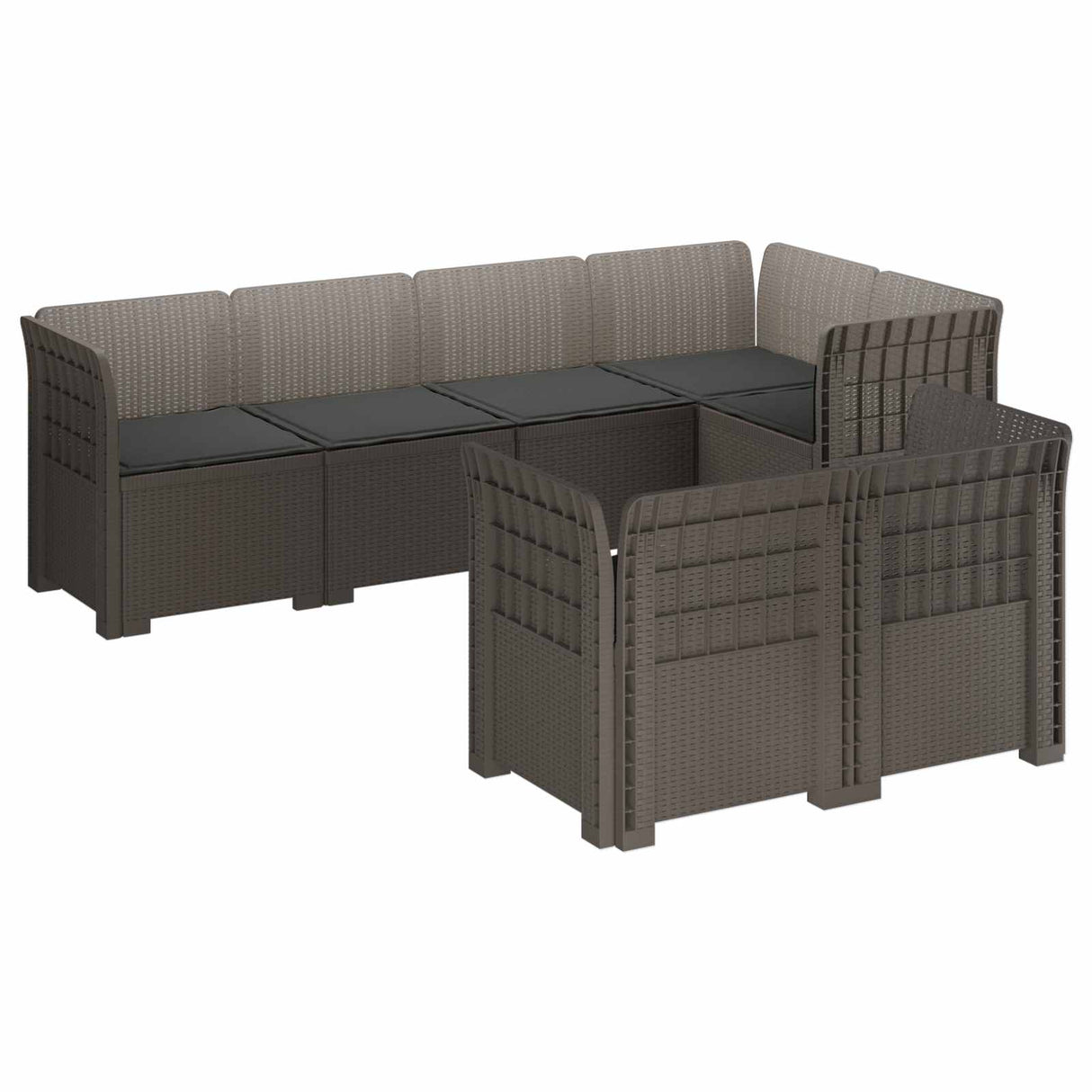 vidaXL 7-Zits Tuinbank Rattan Look PP Antraciet