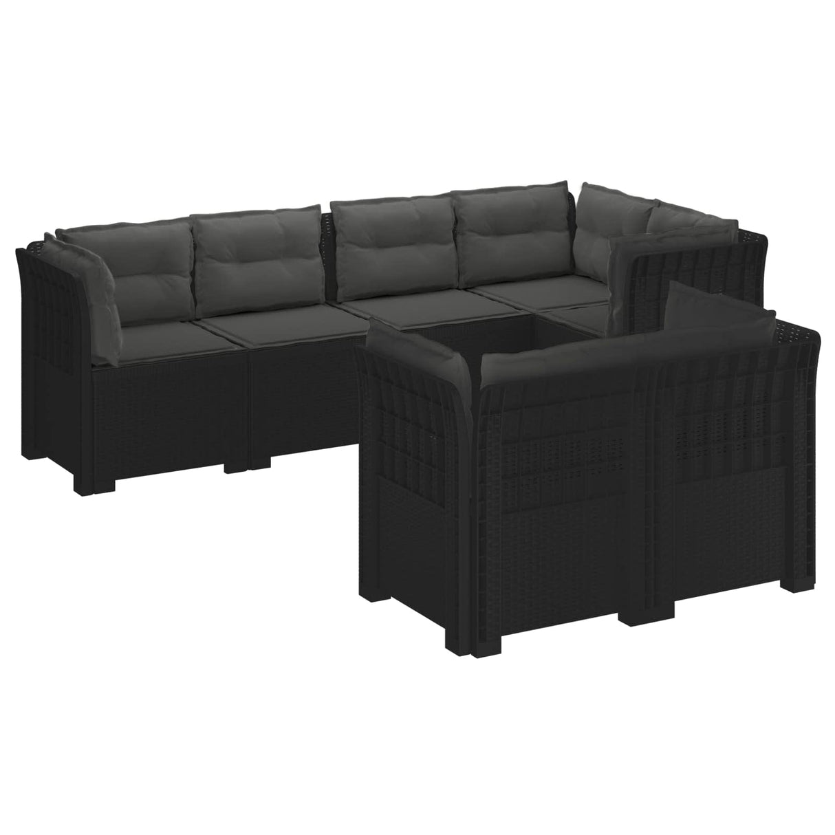 vidaXL 7-Zits Tuinbank Rattan Look PP Antraciet