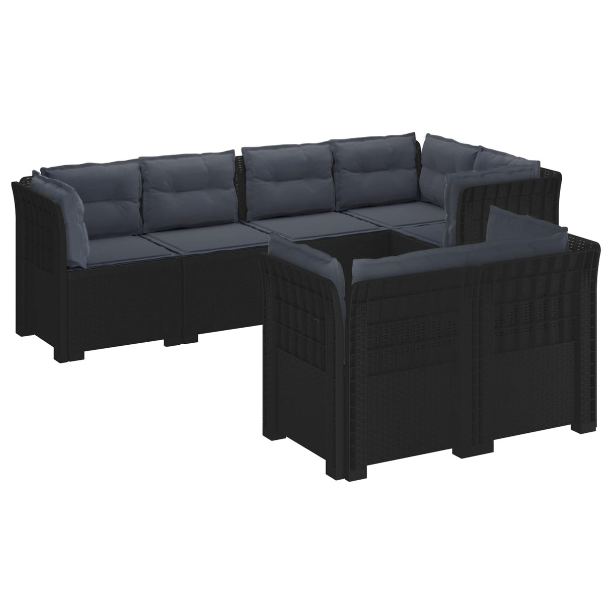 vidaXL 7-Zits Tuinbank Rattan Look PP Antraciet