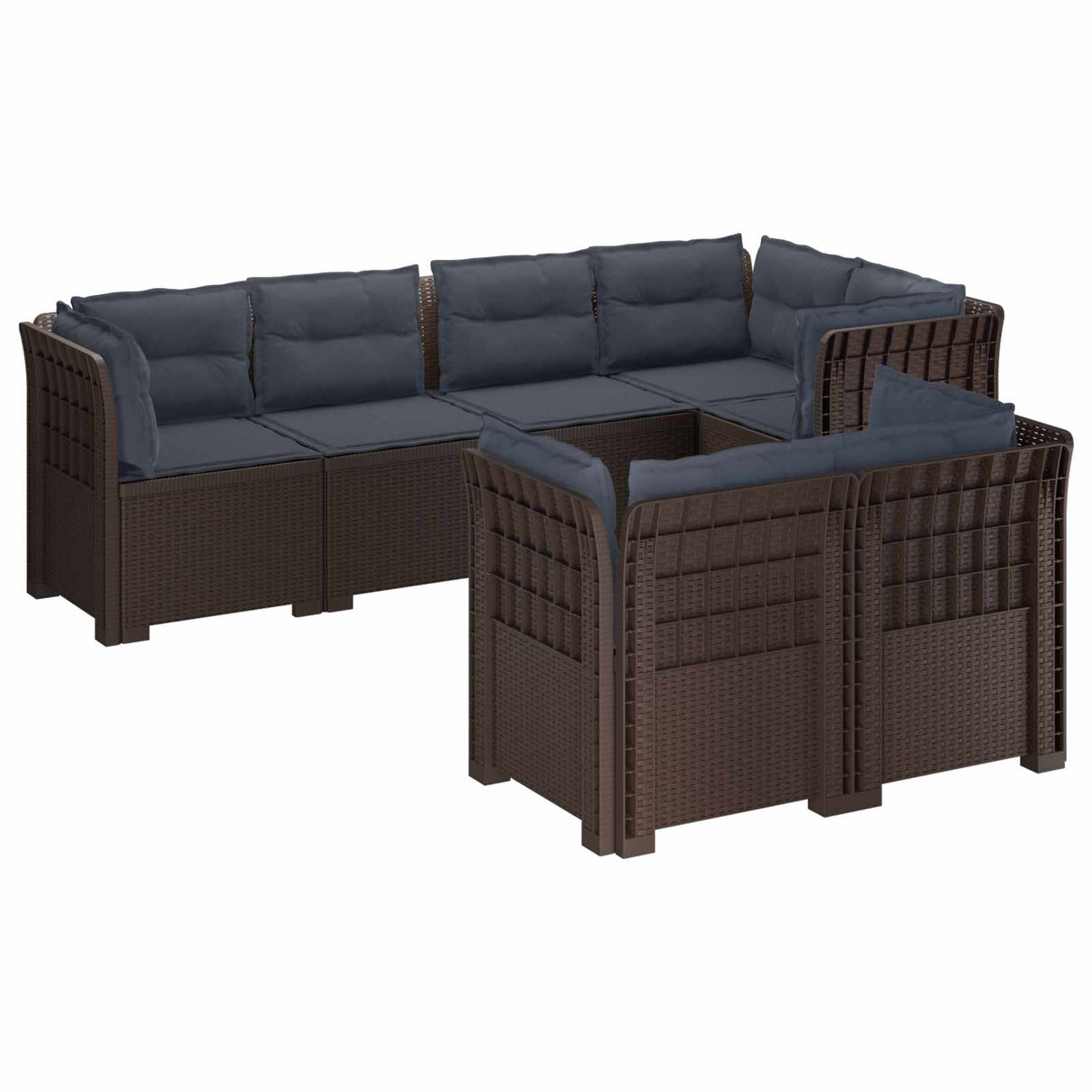 vidaXL 7-Zits Tuinbank Rattan Look PP Antraciet